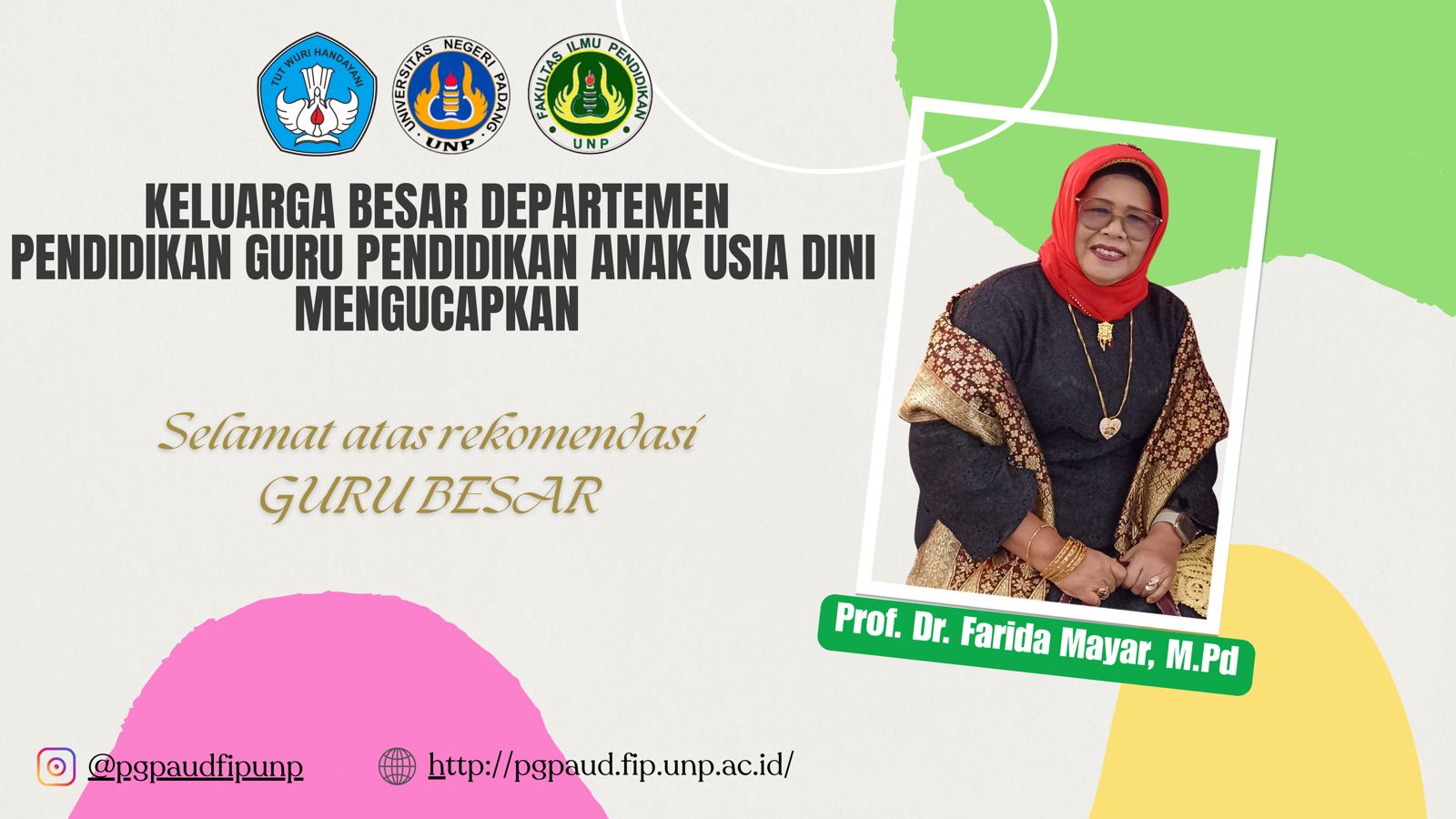 Professor Senirupa dari Departemen PGPAUD FIP UNP